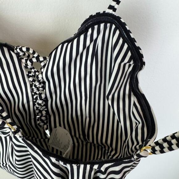 Free People x Amuse Society XS Black Striped Cheeky One Piece Swimsuit French - Picture 9 of 14